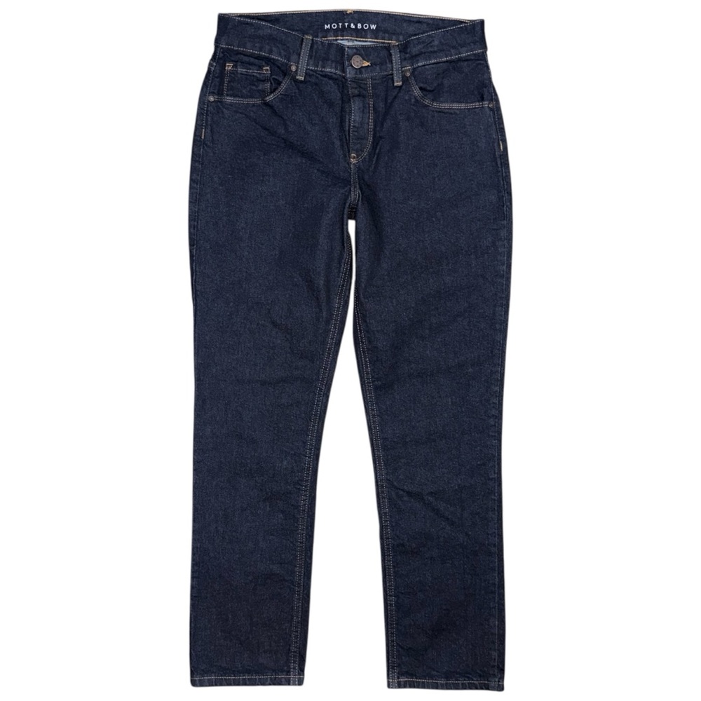 Mott & Bow Mid Rise Slim Straight Boyfriend Jeans Dark Wash Women’s 28 x 28 EUC